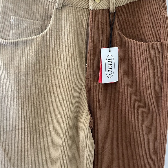 Cider Two tone Corduroy Pants Wide Legs XSmall NWT - Picture 4 of 9